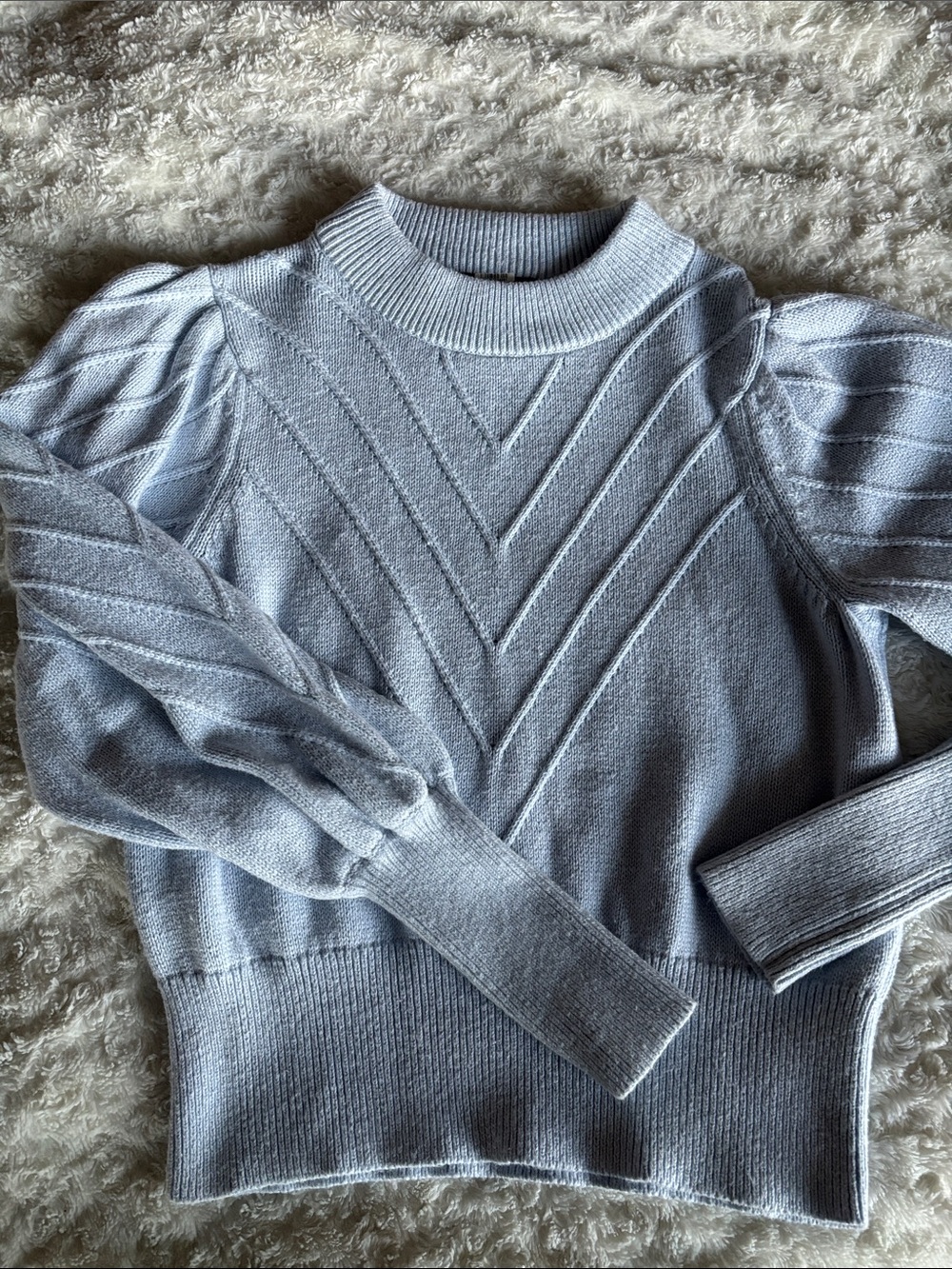 French Connection Light Blue Chevron Turtleneck Sweater